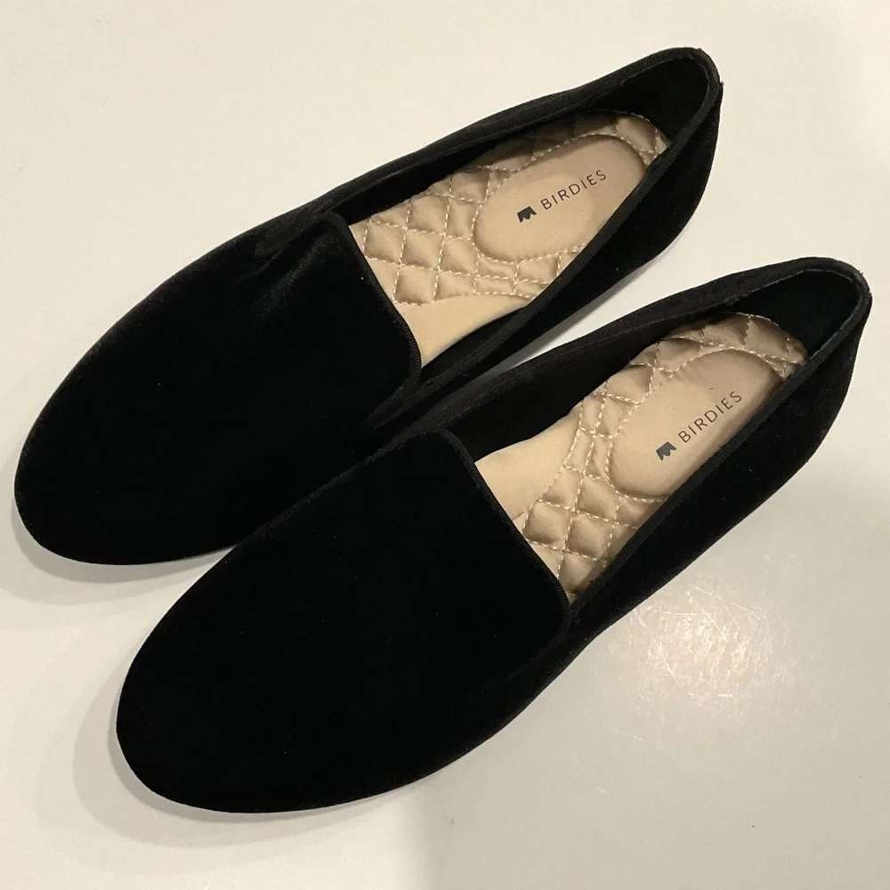 BIRDIES The Starling Black Velvet Size 7.5